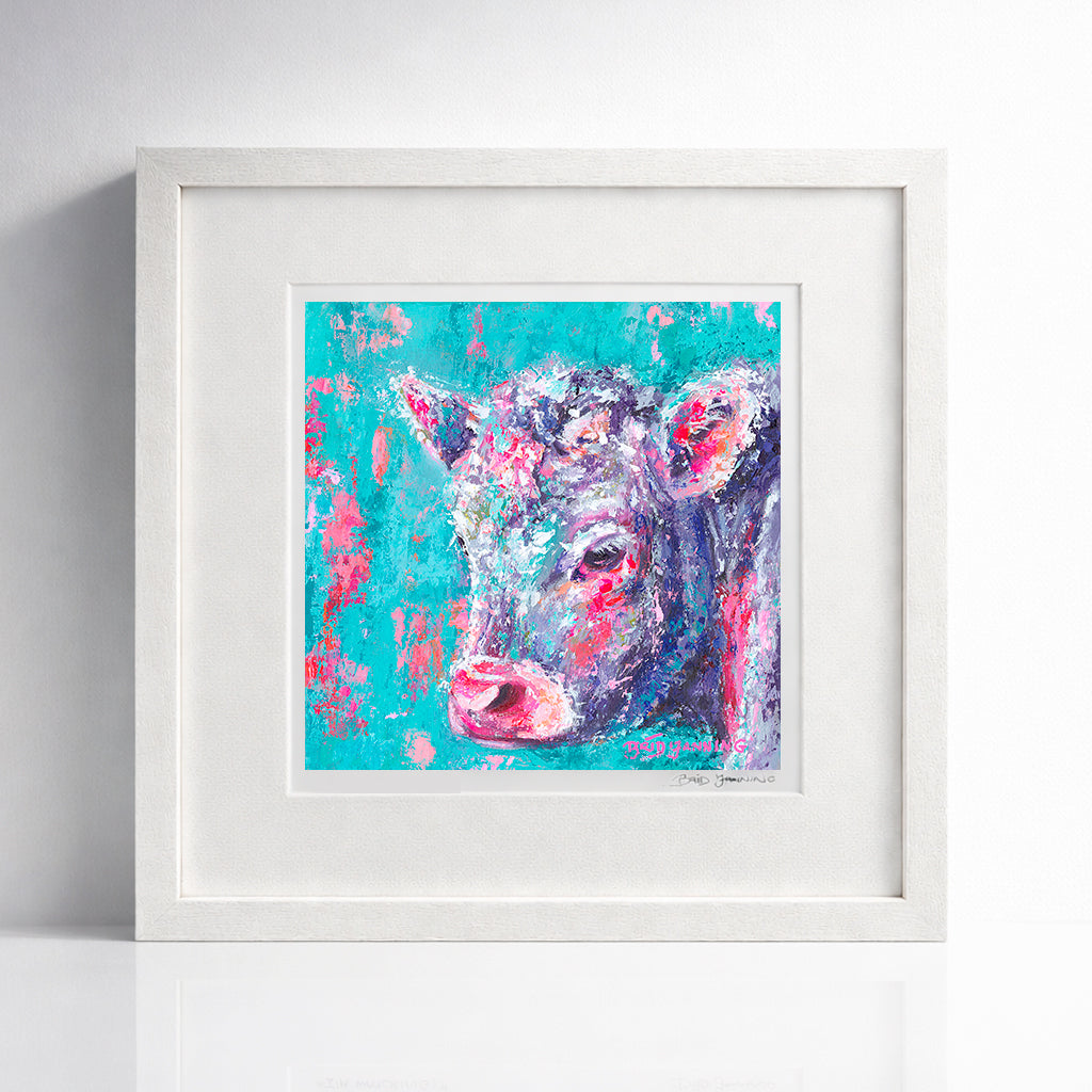 Connie the calf | Small framed print