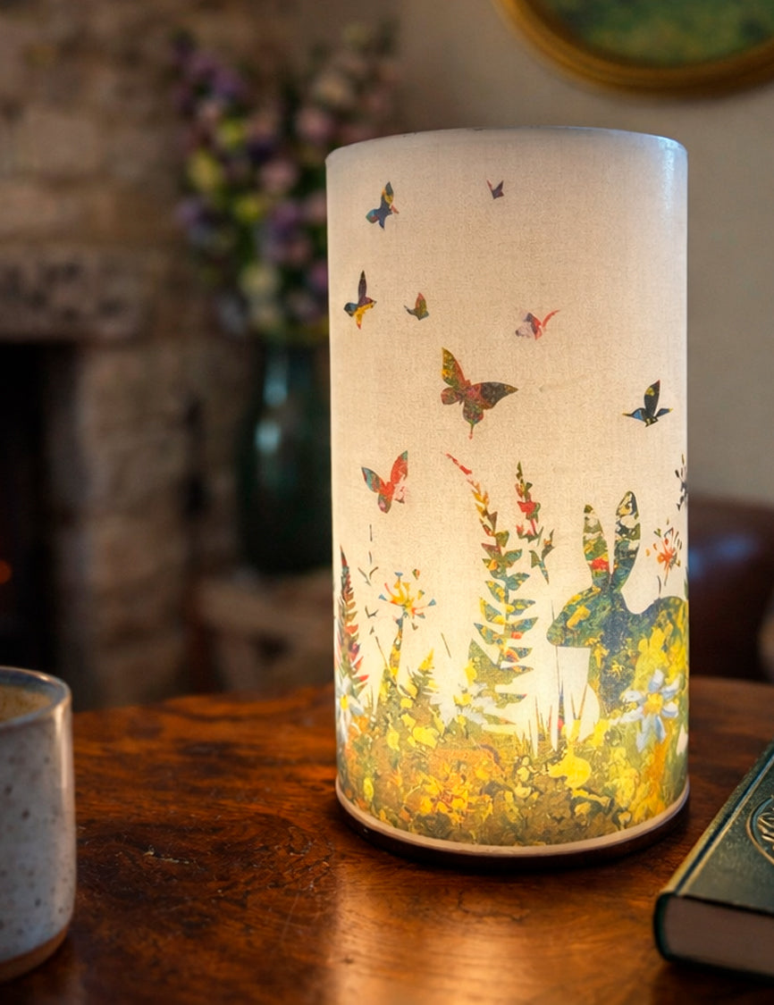 "The hare and the butterflies " Wax Hurricane Lamp