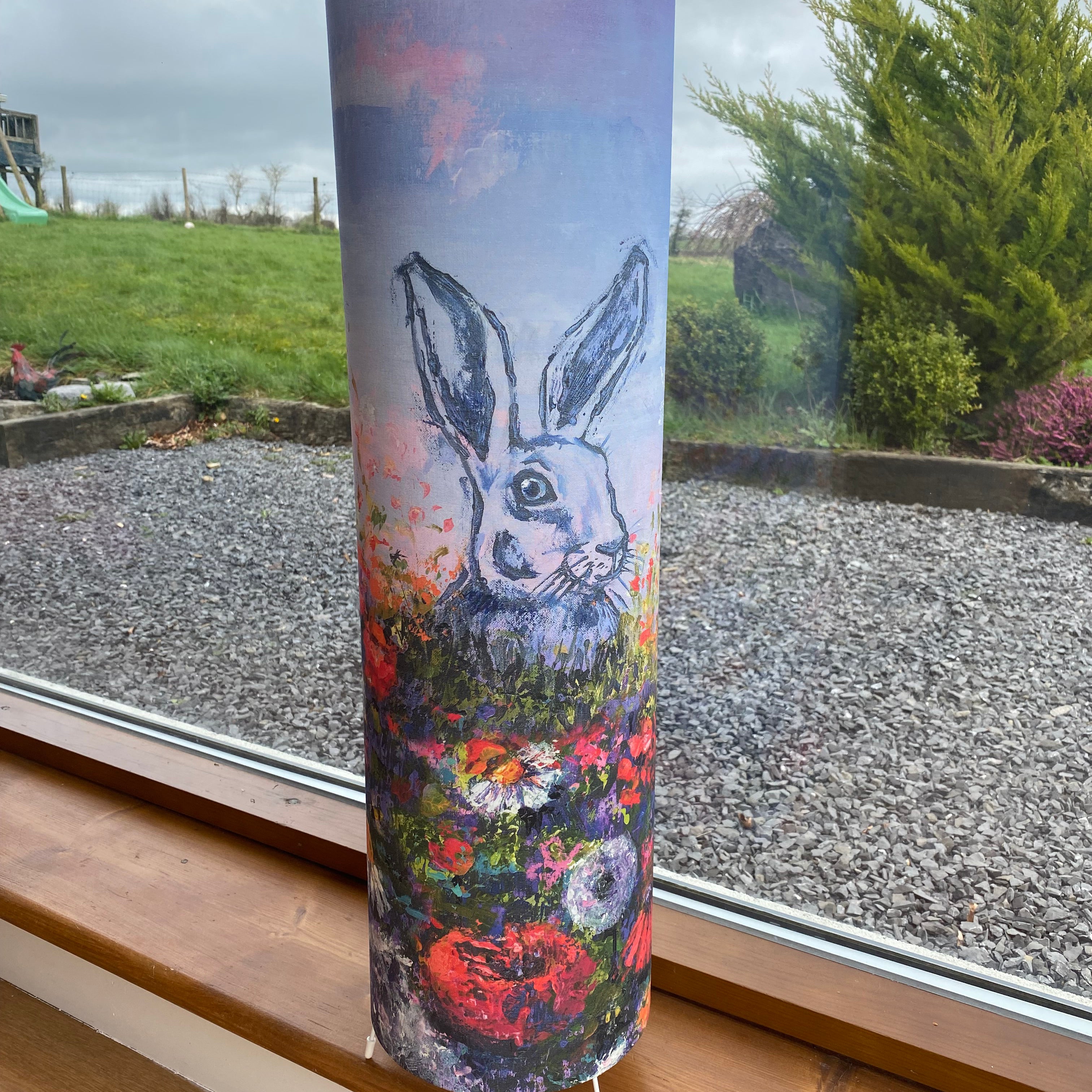 Floor lamp with image of hare