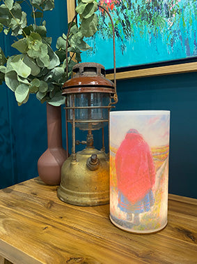 "The Best Journey Takes You Home" Wax Hurricane Lamp