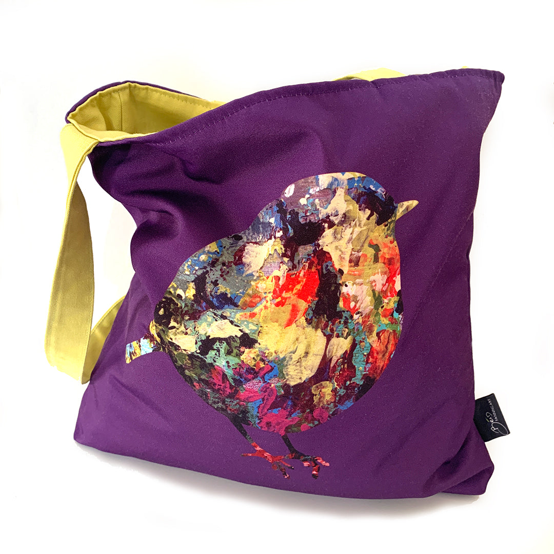 "When robins appear" sustainable art bag
